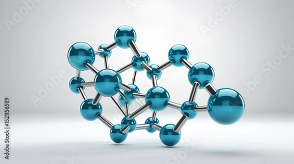 Obraz 3d glass ball render serine molecule structure