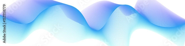 Fototapeta Abstract gradient wave made of fine lines with smooth blue and purple tones on white background. Ideal for tech, UI, or corporate design. Vector EPS 10