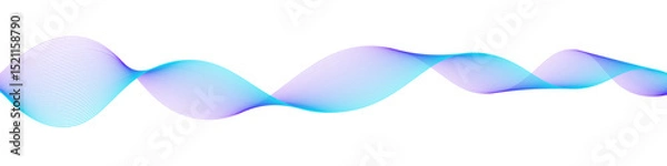 Fototapeta Dynamic flowing wave pattern with gradient lines in cyan, purple and blue shades, great for digital backgrounds and modern compositions. Vector EPS 10