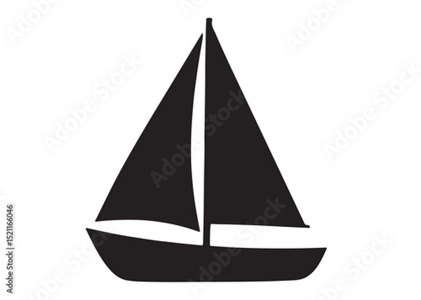 Obraz Sail boat logo silhouette vector design, sail boat logo icon silhouette, sailboat sailing ship logo vector illustration, sailboat and sailing ship vector silhouette logo design on white background