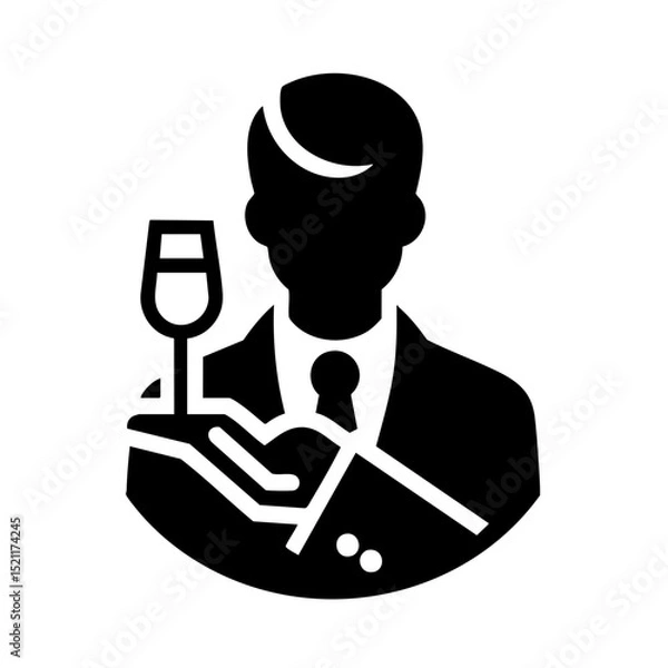 Fototapeta Professional Waiter Service Icon in Minimalist Style