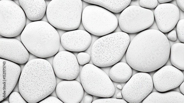Fototapeta Collection of smooth white rocks creating abstract natural background