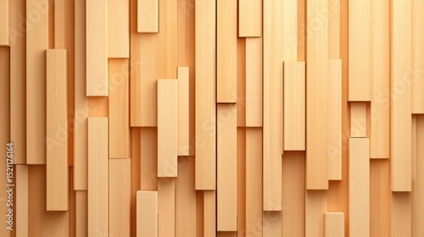 Fototapeta Wooden planks of varying lengths create abstract pattern