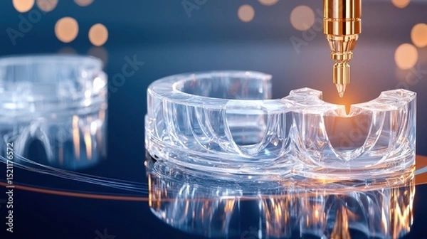 Fototapeta Precise crafting of a clear custom dental aligner with robot