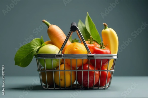 Obraz Fresh produce in a wicker container