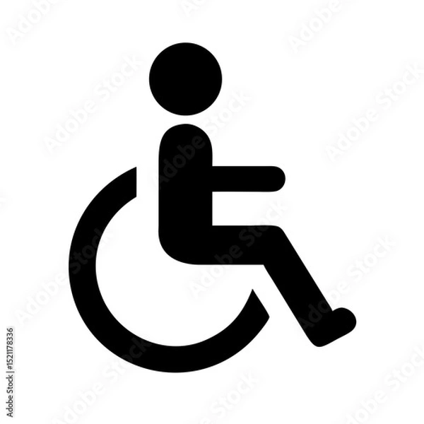 Fototapeta black wheelchair accessibility icon with person seated in motion