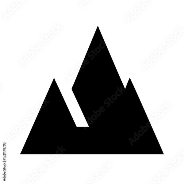 Fototapeta Black minimalist vector icon of sharp mountain peaks with angular lines representing adventure nature strength and outdoor freedom