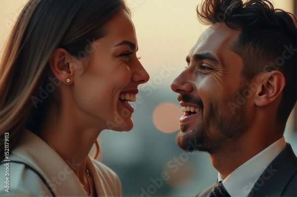 Obraz A smiling couple enjoying each other's company