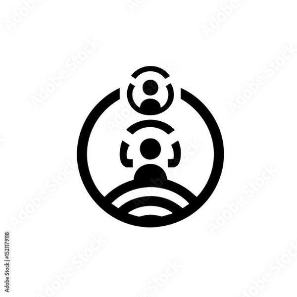 Fototapeta Minimalist network icon in monochrome representing communication and collaboration