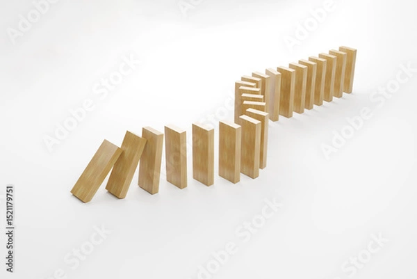 Fototapeta domino effect on white background