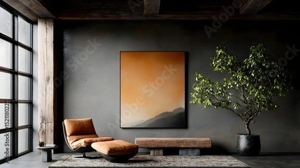 Fototapeta Rustic and cozy living space with natural elements