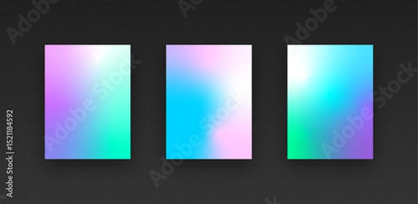 Obraz Colorful vibrant gradient background template copy space set. Various color combination backdrop design. Smooth color gradation for screen, mobile apps, poster, or banner design