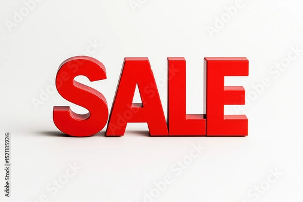 Fototapeta Bold red 3D text spelling “SALE” on a clean white background