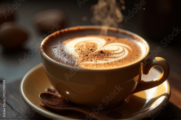 Obraz A simple and classic setup for a warm beverage, perfect for breakfast or morning pick-me-up