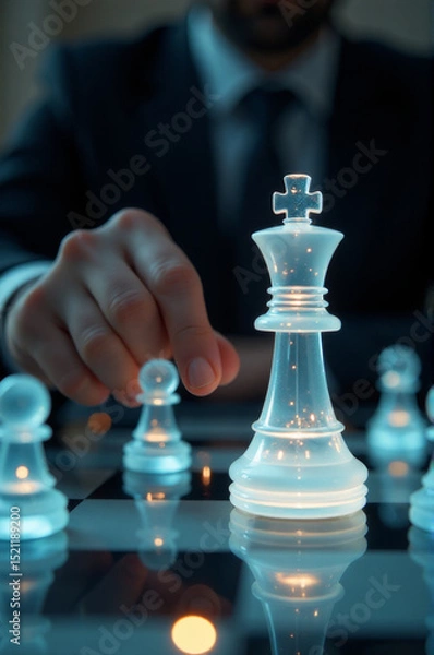 Obraz A person sitting at a table playing chess