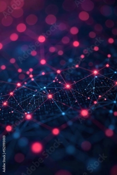 Fototapeta A comprehensive dataset visualized as a perfectly organized, interconnected network of nodes and lines, representing complete and integrated information , connections, patterns, validated