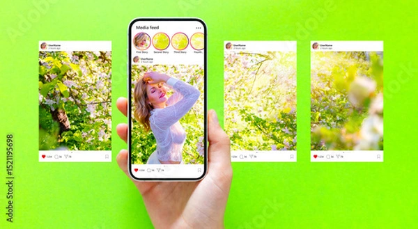 Fototapeta Carousel of social meadia posts