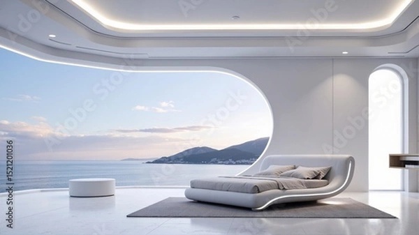 Obraz  Modern Minimalist Bedroom with Ocean View