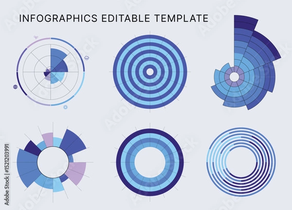 Obraz Circle Chart Business Infographic Editable Template for Extensive Data Visualization. Simple creative Infographic vector elements, charts, diagrams, steps and options for Business Presentation.