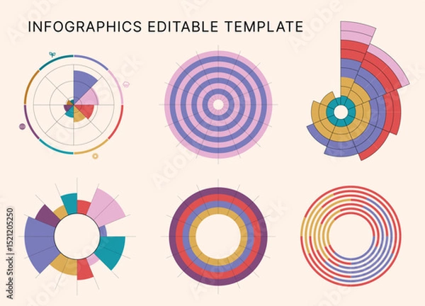 Obraz Circle Chart Business Infographic Editable Template for Extensive Data Visualization. Simple creative Infographic vector elements, charts, diagrams, steps and options for Business Presentation.