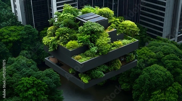 Fototapeta Innovative green roof system on a modern commercial building