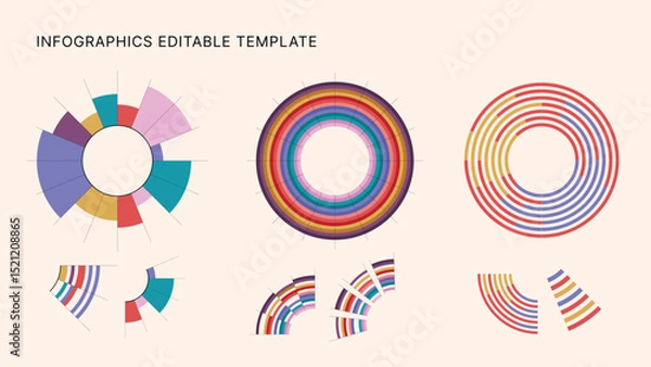 Obraz Circle Chart Business Infographic Editable Template for Extensive Data Visualization. Simple creative Infographic vector elements, charts, diagrams, steps and options for Business Presentation.