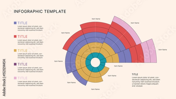Obraz Circle Chart Business Infographic Editable Template for Extensive Data Visualization. Simple creative Infographic vector elements, charts, diagrams, steps and options for Business Presentation.