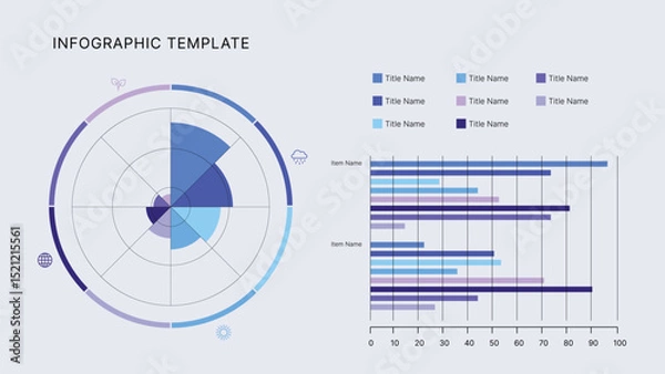 Obraz Circle Chart Business Infographic Editable Template for Extensive Data Visualization. Simple creative Infographic vector elements, charts, diagrams, steps and options for Business Presentation.