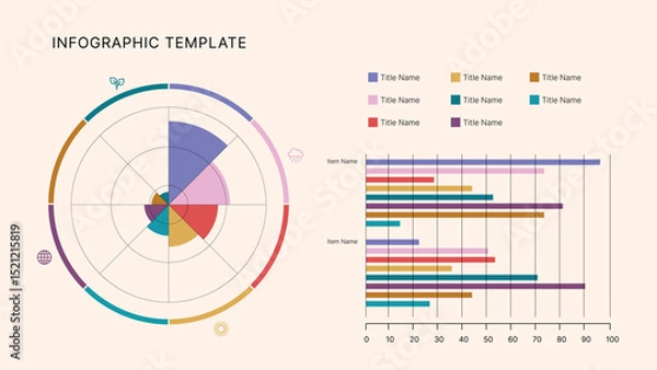 Obraz Circle Chart Business Infographic Editable Template for Extensive Data Visualization. Simple creative Infographic vector elements, charts, diagrams, steps and options for Business Presentation.