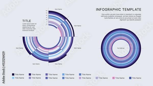 Obraz Circle Chart Business Infographic Editable Template for Extensive Data Visualization. Simple creative Infographic vector elements, charts, diagrams, steps and options for Business Presentation.