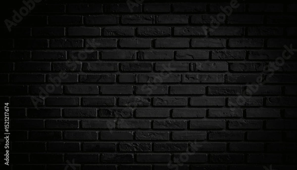 Obraz Abstract black brick wall pattern background with blank copy space and black backdrop perfect for design and presentations