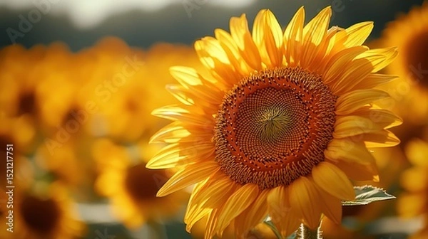 Obraz Vibrant sunflower in a field, bathed in sunlight