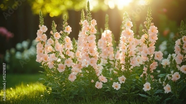 Obraz Soft peachy flowers in a garden setting