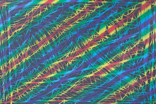 Obraz Multicolored chaotic doodles on a black background as a background, texture, pattern.