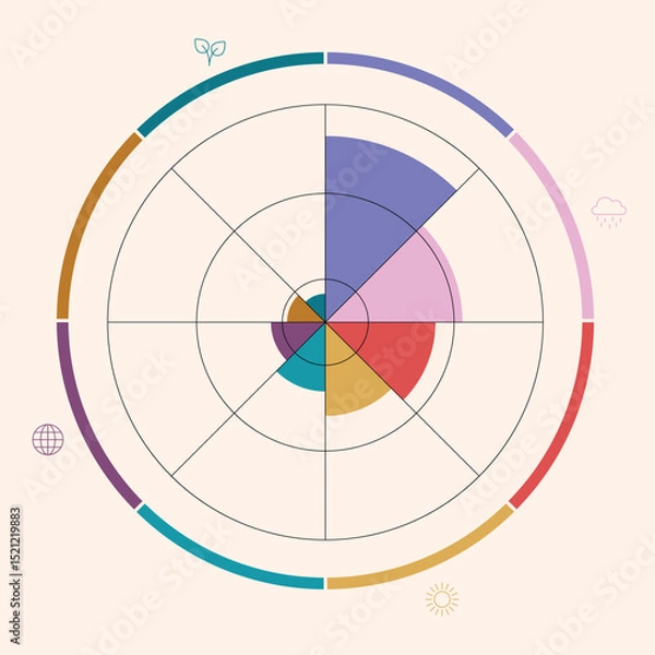 Obraz Circle Chart Business Infographic Editable Template for Extensive Data Visualization. Simple creative Infographic vector elements, charts, diagrams, steps and options for Business Presentation.