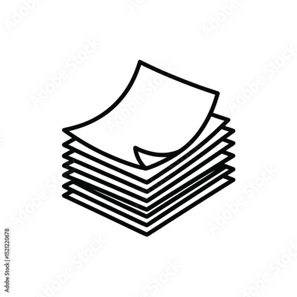 Obraz Stack of Papers Icon Line Art Illustration
