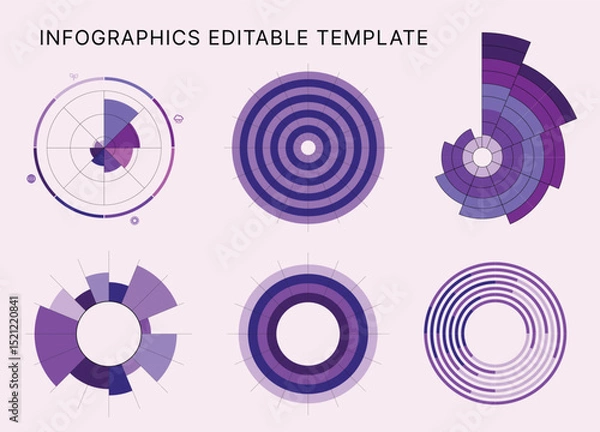 Obraz Circle Chart Business Infographic Editable Template for Extensive Data Visualization. Simple creative Infographic vector elements, charts, diagrams, steps and options for Business Presentation.
