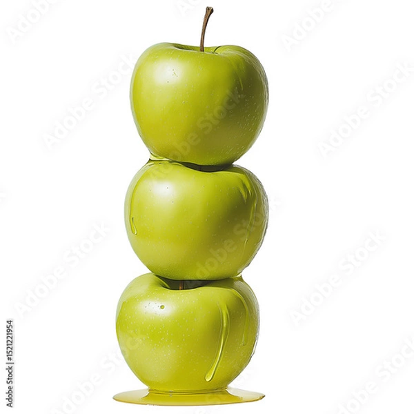 Fototapeta Stack of green apples showcasing balance