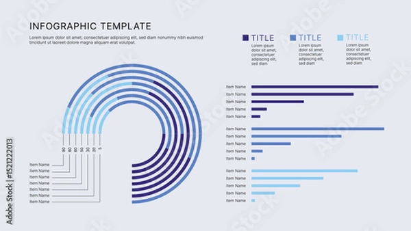 Obraz Circle Chart Business Infographic Editable Template for Extensive Data Visualization. Simple creative Infographic vector elements, charts, diagrams, steps and options for Business Presentation.