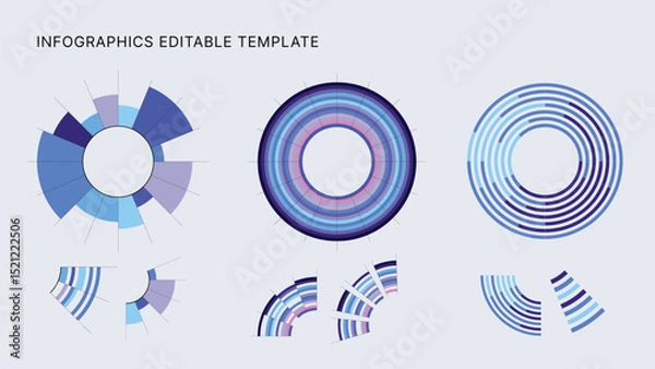 Obraz Circle Chart Business Infographic Editable Template for Extensive Data Visualization. Simple creative Infographic vector elements, charts, diagrams, steps and options for Business Presentation.