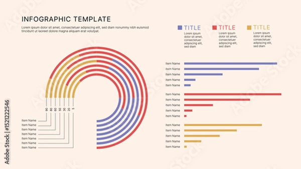 Obraz Circle Chart Business Infographic Editable Template for Extensive Data Visualization. Simple creative Infographic vector elements, charts, diagrams, steps and options for Business Presentation.