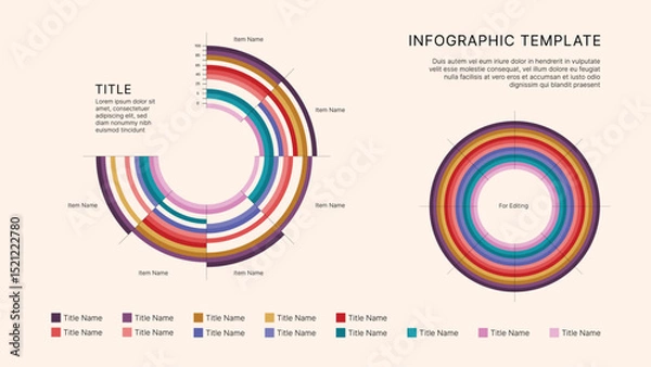 Obraz Circle Chart Business Infographic Editable Template for Extensive Data Visualization. Simple creative Infographic vector elements, charts, diagrams, steps and options for Business Presentation.