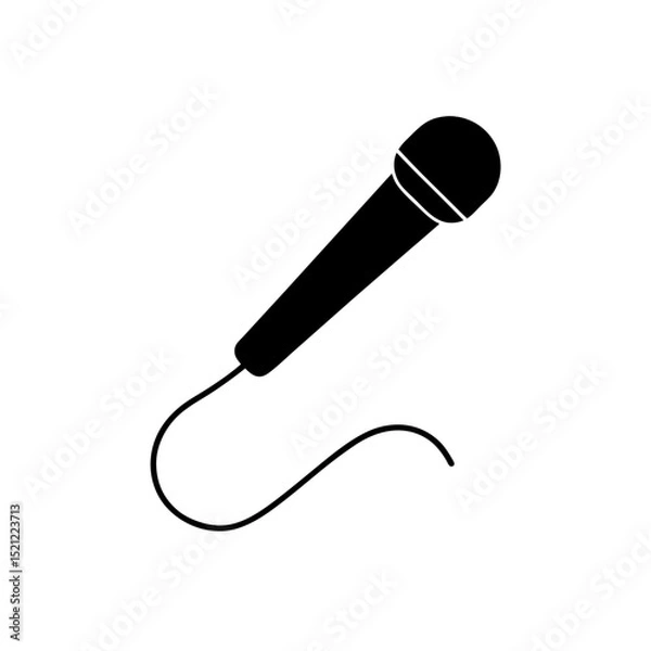 Obraz microphone with cord on white background  