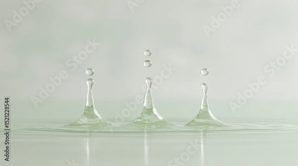 Fototapeta captivating splashes of water in asymmetric shapes against clean light background