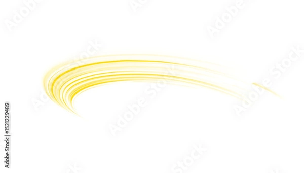 Fototapeta PNG yellow sparkle with glow and glitter flare on festive background PNG, where light bursts into a glowing line and stars shimmer near another curved golden line.