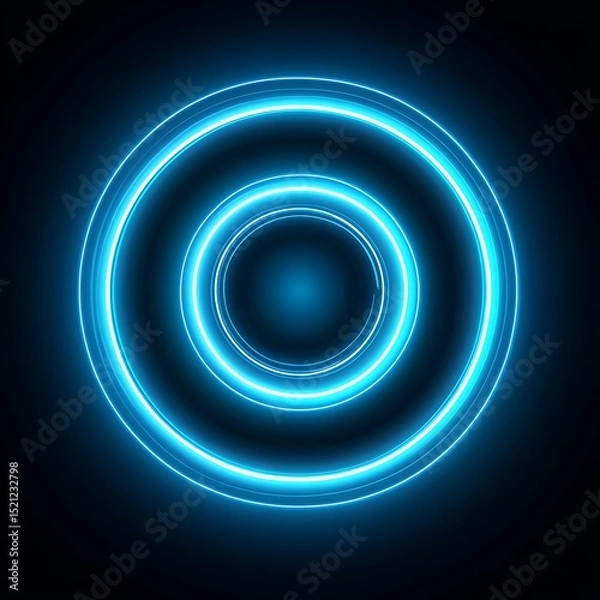 Obraz Glowing concentric blue light circles with a dark background