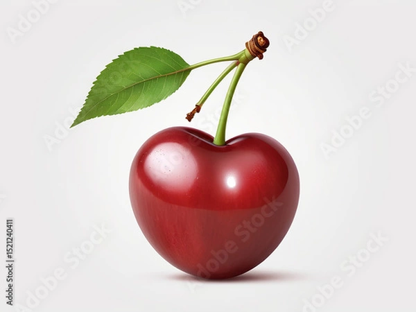 Obraz Red cherry with leaf.