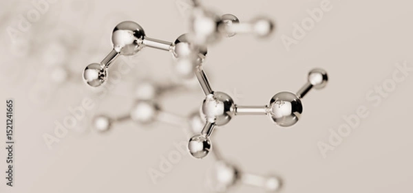 Fototapeta Elegant silver molecular structure 3d rendering. Cosmetic product formula concept background