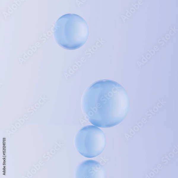 Fototapeta Beauty cosmetic product display template. Abstract pastel blue spheres composition. Serene and clean aesthetic concept of balance, cosmetics, or futuristic ideas.