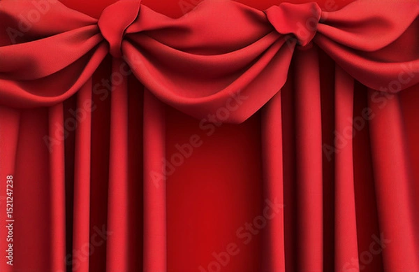 Fototapeta 豪華なレッドカーテン、ステージの背景イラスト　generative ai